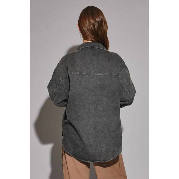 NEW MUSTARD SEED rayne shacket in washed black - Picture 3 of 3